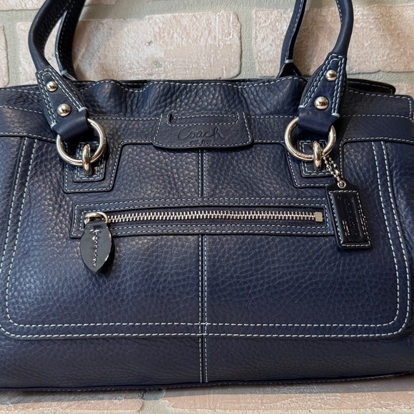 Coach F14686 Penelope Navy Blue Pebbled Leather Satchel Large Shopper - Picture 3 of 14
